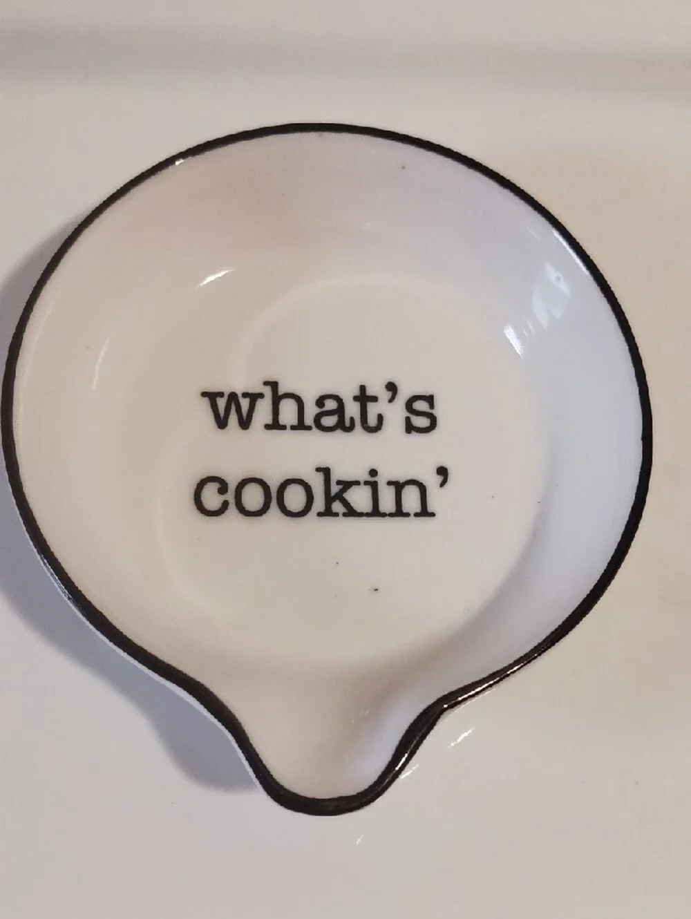 Adorable! What's Cookin' Ceramic Spoon Rest - White